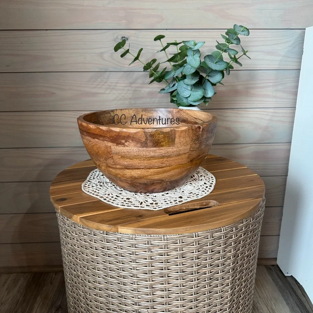 Hearth & Hand Large Carved Edge Mango Wood Bowl Mid Tone